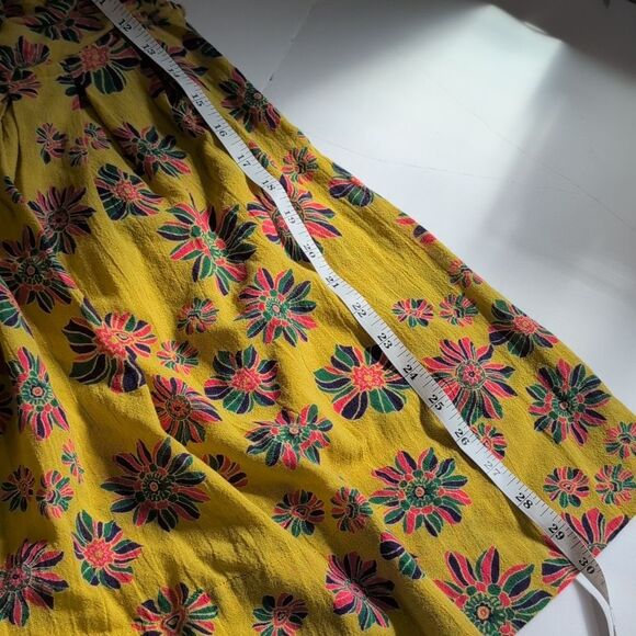 Free People Top Womens Large Yellow Molly Tunic Sleeveless Floral Boho - Picture 9 of 9